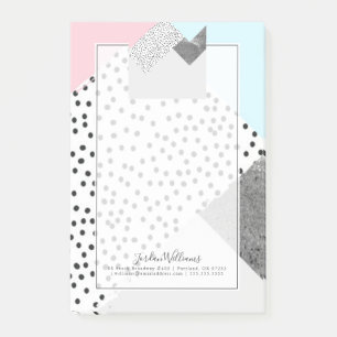 Add Your Name Pastel Geomtric Marble Dotted Post-it Notes