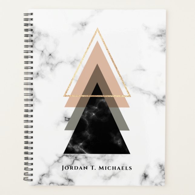 Add Your Name | Pastel Marble Print Design Planner (Front)