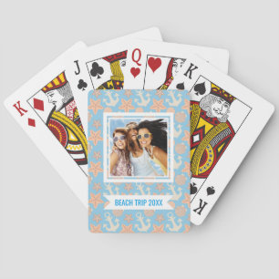Add Your Name Pastel Nautical Pattern Playing Cards