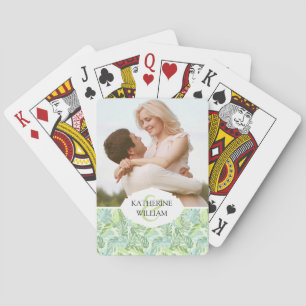 Add Your Name   Pastel Tropical Palm Leaves Playing Cards