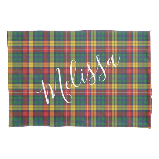 Add Your Name Pattern Clan Buchanan Plaid Pillowcase (Front)