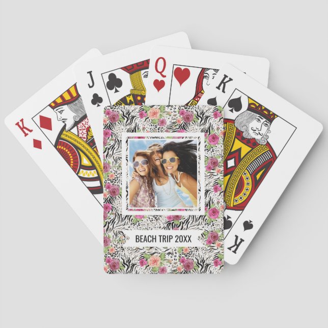 Add Your Name | Pattern With Animal Prints Playing Cards (Back)