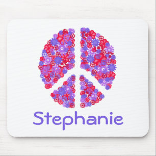 Add Your Name Peace-sign Mousepad