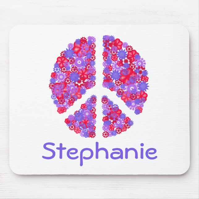 Add Your Name Peace-sign  Mousepad (Front)