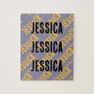 Add Your Name Personalized Text Purple Jigsaw Puzzle