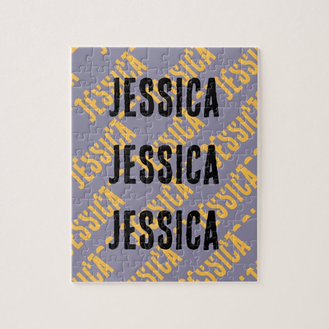 Add Your Name Personalized Text Purple Jigsaw Puzzle (Vertical)