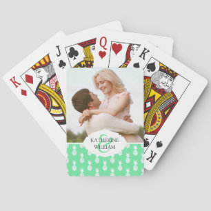 Add Your Name Pineapple Mint Pattern Playing Cards