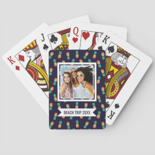 Add Your Name   Pineapples On Navy Playing Cards
