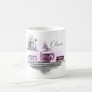 Add Your Name   Pink and Purple Coffee Side Coffee Mug