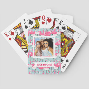 Add Your Name Pink And White Crowd Of Flamingos Playing Cards