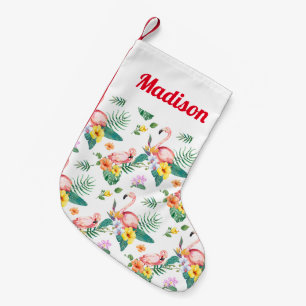 Add Your Name   Pink Flamingo Small Christmas Stocking