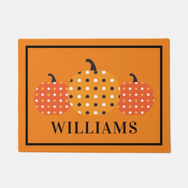Add Your Name | Polka Dot Pumpkins Doormat (Front)