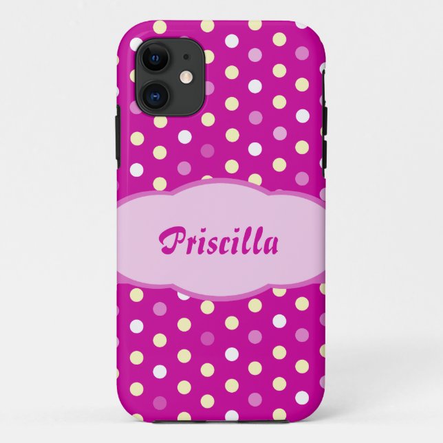 Add your name polka dot purple iphone5 case (Back)