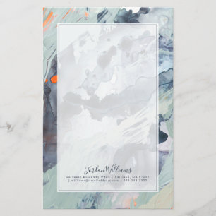 Add Your Name Polyphonic Sea - Blue Stationery