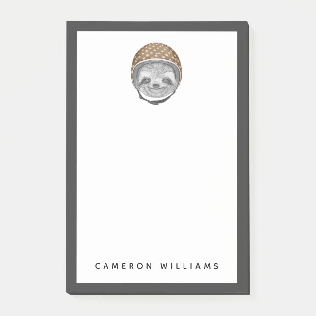 Add Your Name | Portrait Of Sloth Helmet Post-it Notes (Front)