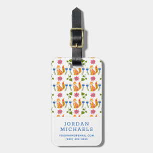 Add Your Name Pretty Pastel Foxy Floral Pattern Luggage Tag