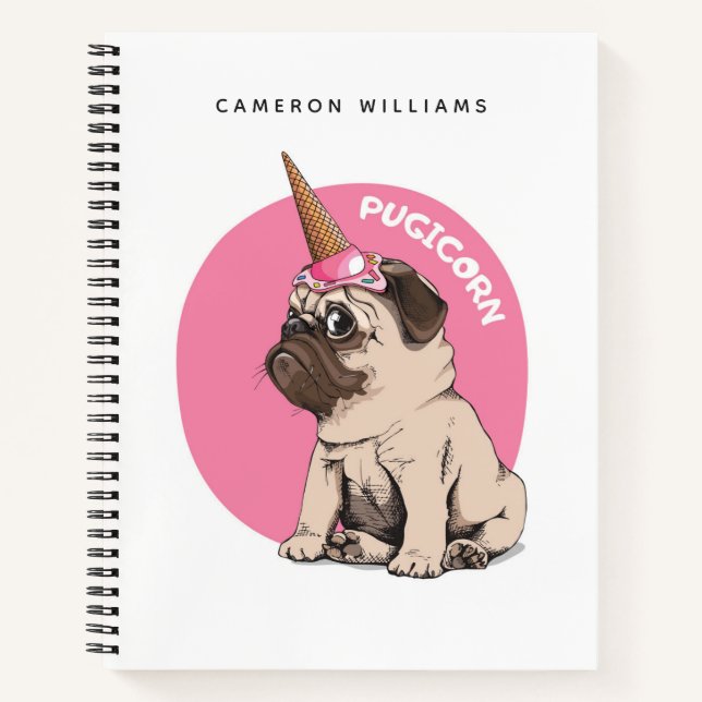 Add Your Name | Pugicorn Notebook (Front)