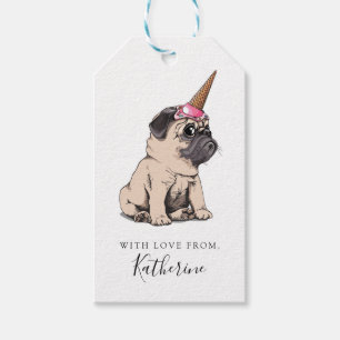 Add Your Name Puppy Pugs Aspiring Unicorn Gift Tags