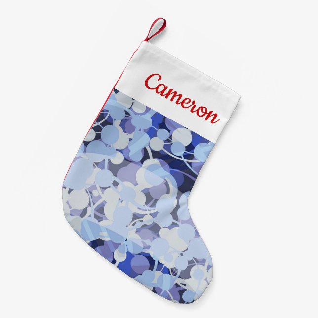 Add Your Name | Purple Microbe Pattern Small Christmas Stocking (Front (Hanging))