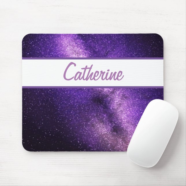 ADD YOUR NAME  - Purple Space Mouse Pad (With Mouse)