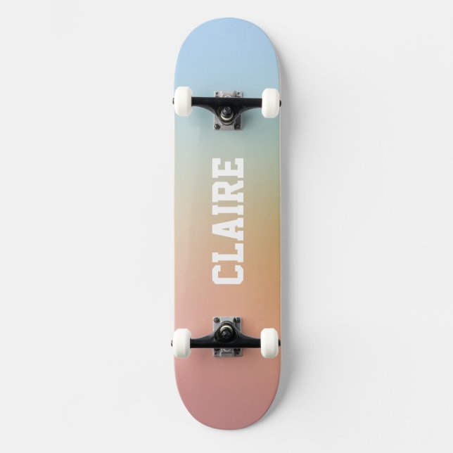 Add Your Name Rainbow Aesthetic Cool Skateboard (Front)