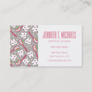 Add Your Name   Rainbow Teeth Pattern Business Card