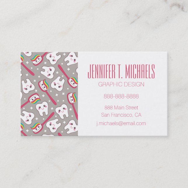 Add Your Name | Rainbow Teeth Pattern Business Card (Front)