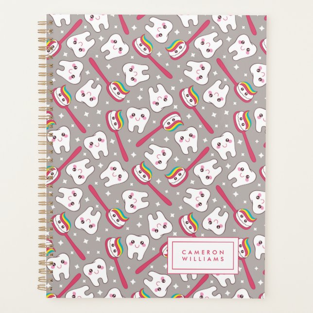 Add Your Name | Rainbow Teeth Pattern Planner (Front)