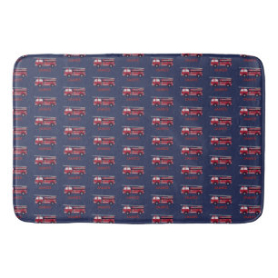 Add Your Name Red Fire truck Personalised Bath Mat