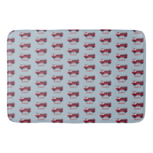 Add Your Name Red Fire truck Personalised Bath Mat