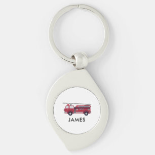 Add Your Name Red Fire truck Personalised Key Ring