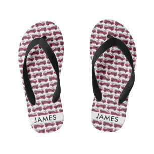 Add Your Name Red Fire truck Personalised Kid's Thongs