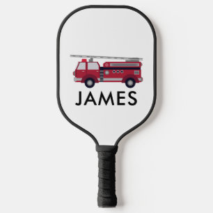 Add Your Name Red Fire truck Personalised Pickleball Paddle