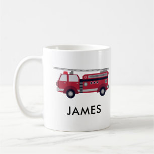 Add Your Name Red Fire truck Personalized  Coffee  Coffee Mug