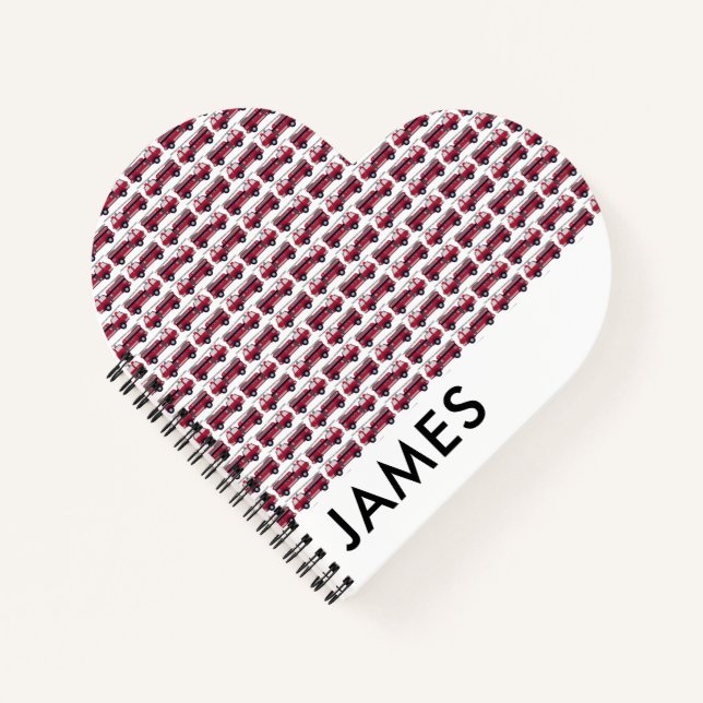 Add Your Name Red Fire truck Personalized Notebook (Front)