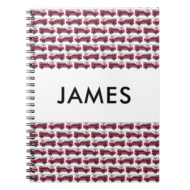 Add Your Name Red Fire truck Personalized Notebook (Front)