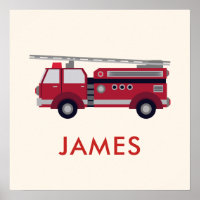 Add Your Name Red Fire truck Personalized