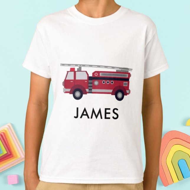 Add Your Name Red Fire truck Personalized T-Shirt (Add Your Name Red Fire truck Personalised T-Shirt
)