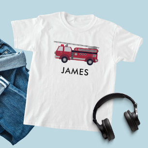 Add Your Name Red Fire truck Personalized T-Shirt