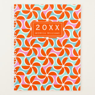 Add Your Name Retro Orange Wedge Pattern Planner