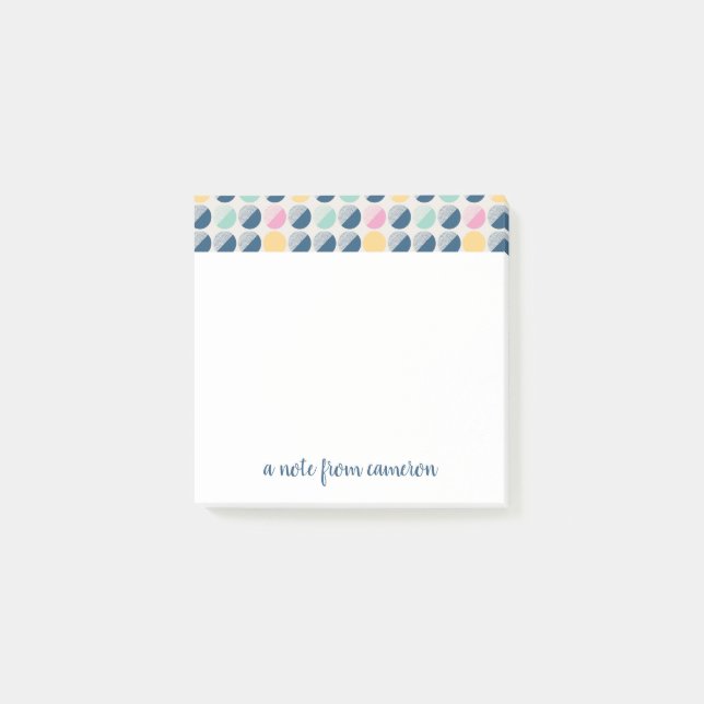 Add Your Name | Retro Semi-Circle Pattern Post-it Notes (Front)