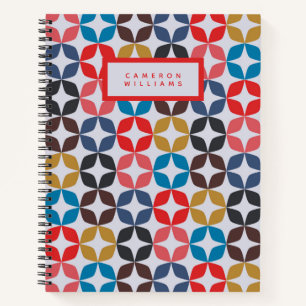 Add Your Name Retro Vintage Star Pattern Notebook