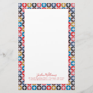 Add Your Name Retro Vintage Star Pattern Stationery