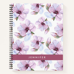 Add Your Name Romantic Floral Pattern Notebook