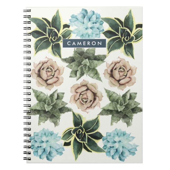 Add Your Name | Row of Succulents Notebook (Front)