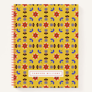 Add Your Name   Scandinavian Geometric Floral Notebook