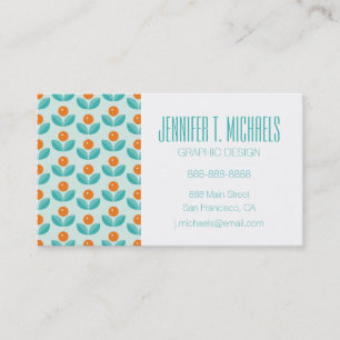 Add Your Name Scandinavian Geometric Orange Business Card
