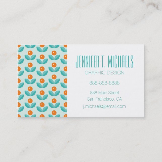 Add Your Name | Scandinavian Geometric Orange Business Card (Front)