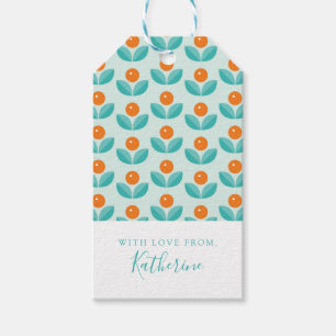 Add Your Name Scandinavian Geometric Orange Gift Tags