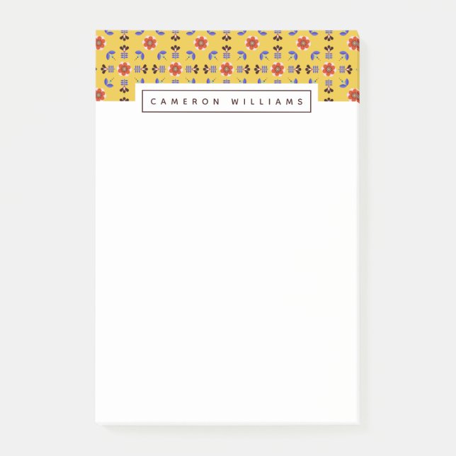 Add Your Name | Scandinavian Style Geometric Flora Post-it Notes (Front)